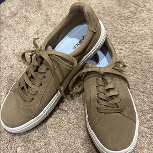 Quince Khaki Suede Lace-Up Sneakers